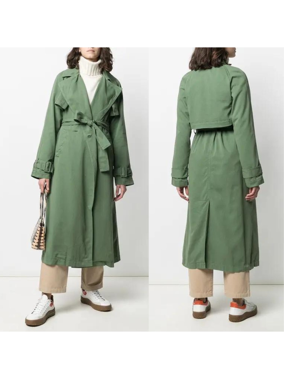 Boyish By Her Nwt Maxwell Green Belted Midi Classic Trench Coat Jacket